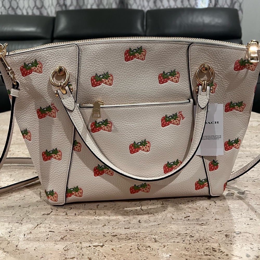 Coach Kacey Satchel Strawberry & strawberry snap keychain